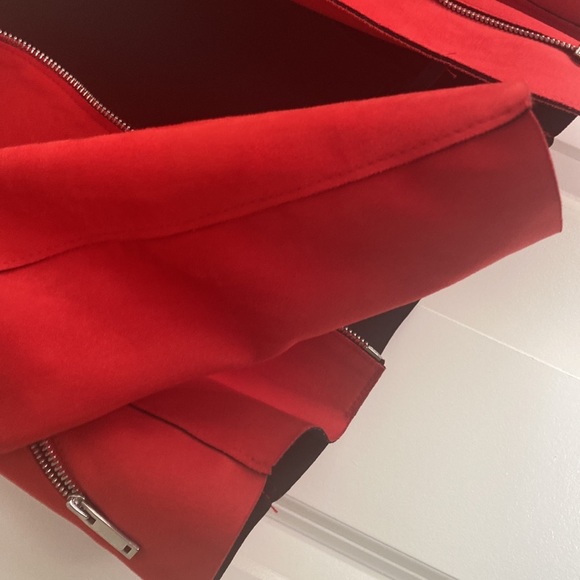 Red faux suede onto jacket size 0 H&M - Picture 6 of 9